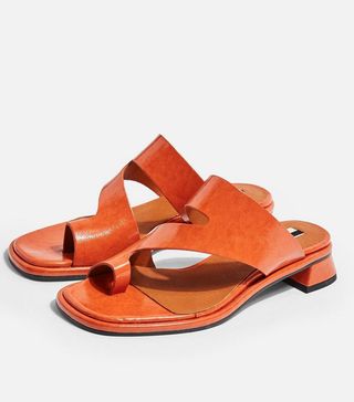 Topshop + NOAH Vegan Orange Low Toe Loop Sandals