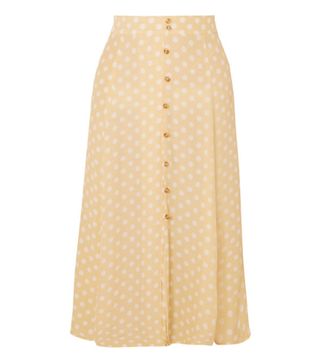 Faithfull the Brand + Marin Polka-Dot Crepe Midi Skirt