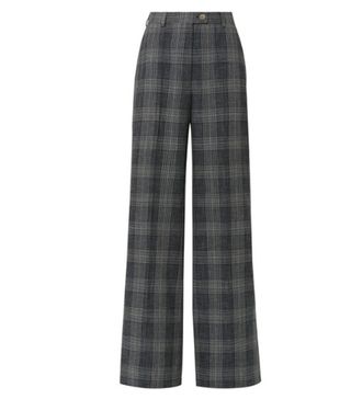 Acne + Checked Wool and Cotton-Blend Wide-Leg Pants
