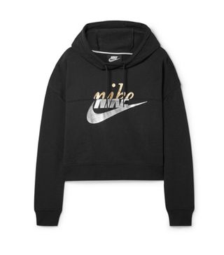 Nike + Rally Cropped Printed Cotton-Blend Hoodie
