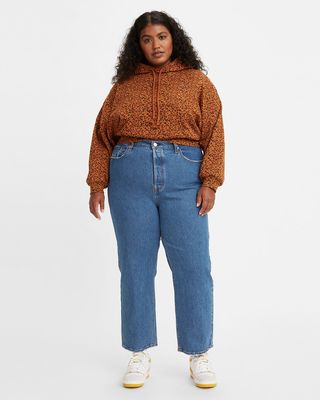 Levi's + Ribcage Pleated Crop Jeans (Plus) in Jazz Pop