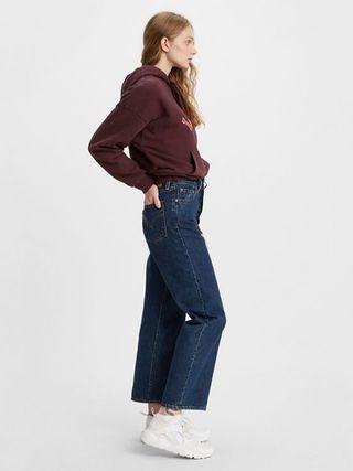 Levi's + Ribcage Straight Leg Ankle Jeans in Dark Mineral