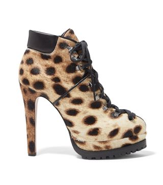 Alaïa + 135 Leopard-Print Calf Hair Ankle Boots