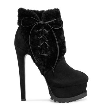Alaïa + 165 Shearling and Suede Ankle Boots