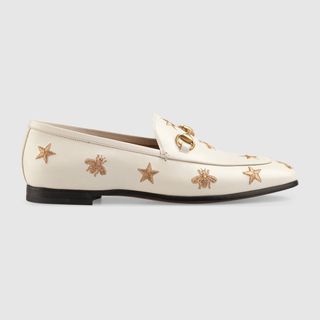 Gucci + Jordaan Embroidered Leather Loafer