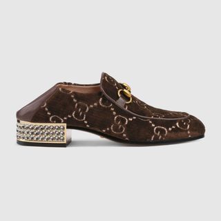 Gucci + Horsebit GG Velvet Loafer With Crystals