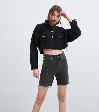 Zara + High Rise Denim Shorts