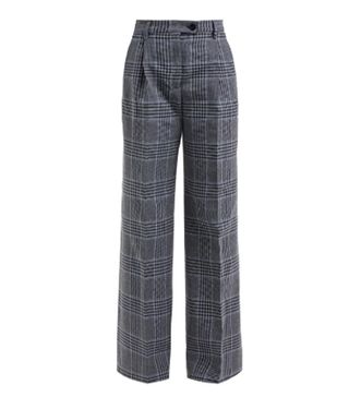 Acne + Checked Wide-Leg Cotton-Blend Trousers