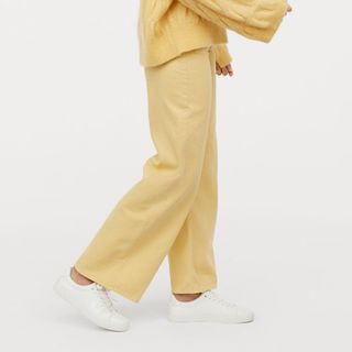 H&M + Light Yellow High Wide Jeans