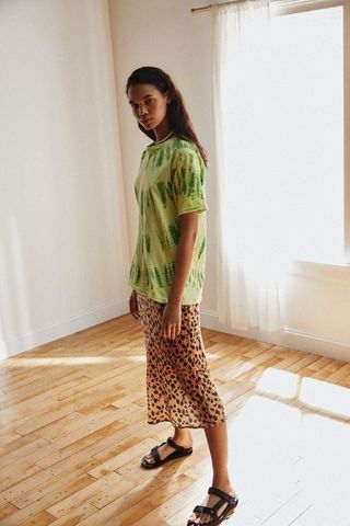 Urban Outfitters + Rowan Leopard Print Satin Slip Skirt