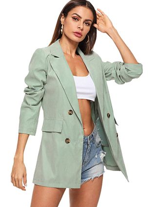 Milumia + Double Breasted Solid Blazer