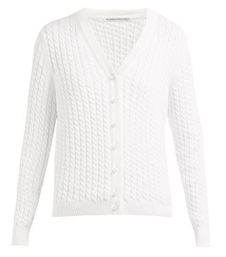 Alessandra Rich + Cable-Knit Cotton-Blend Cardigan