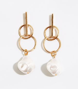 New Look + Gold Ring and Faux Pearl Drop Earrings