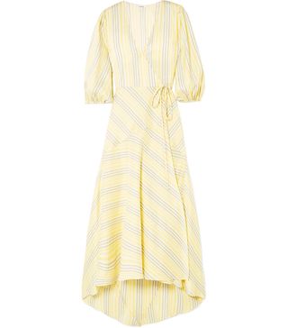 Ganni + Striped Silk Midi Dress