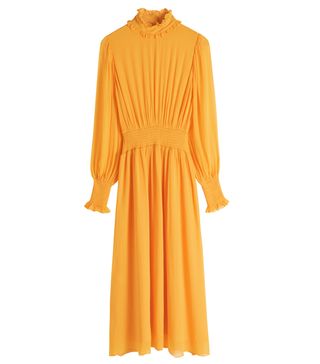 & Other Stories + High-Neck Ruched Midi Dress