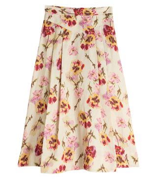 & Other Stories + A-Line Linen Blend Floral Skirt