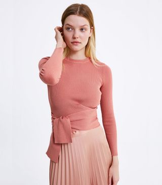 Zara + Sweater With Tie At Waist