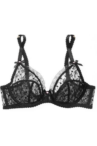 Agent Provocateur + Dorotia Lace-Trimmed Embroidered Stretch-Tulle Underwired Bra