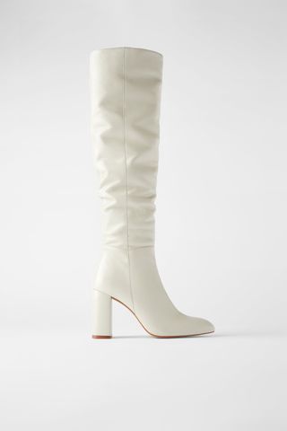 Zara + High Leg Leather Heeled Boots
