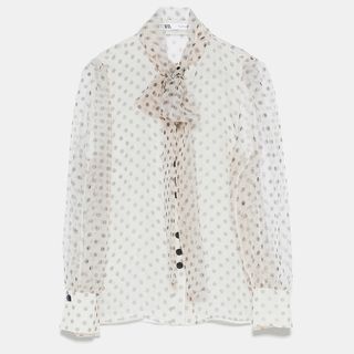 Zara + Organza Blouse with Bow Detail