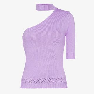 Les Reveries + One-Shouldered Knitted Mock Neck T-Shirt