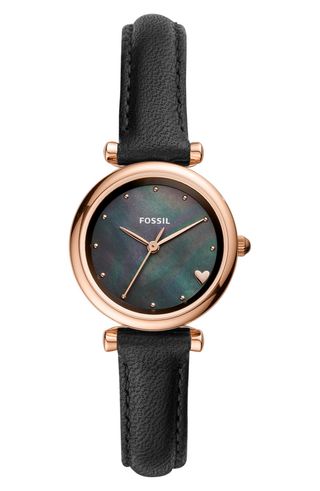 Fossil + Carlie Mini Leather Strap Watch