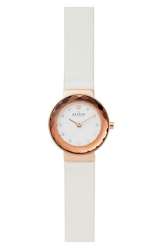 Skagen + Lenora Leather Strap Watch