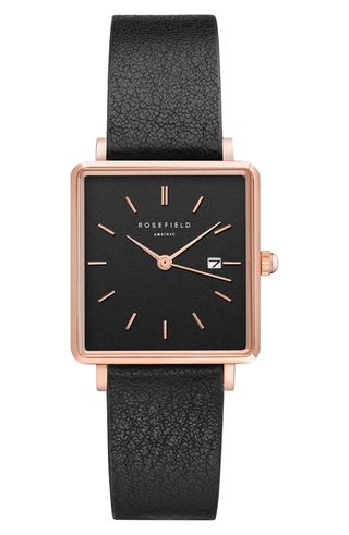 Rosefield + The Boxy Leather Strap Watch