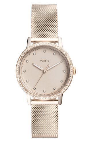 Fossil + Neely Crystal Mesh Strap Watch