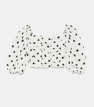 Zara + Cropped Polka Dot Top