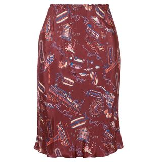 AlexaChung + Printed Satin Skirt