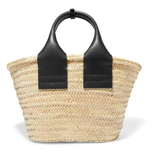 Hereu + Cistell Leather-Trimmed Straw Tote