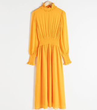 & Other Stories + High Neck Ruched Midi Dress