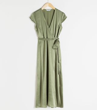 & Other Stories + Satin Midi Wrap Dress