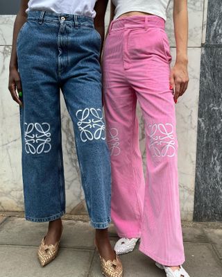 Anagram corduroy wide-leg pants in pink - Loewe