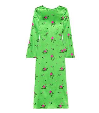 Bernadette + Neon Floral-Print Silk-Blend Satin Midi Dress