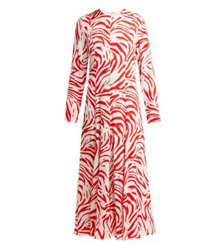 MSGM + Zebra-Print Panelled Crepe Dress