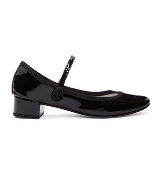 Repetto + Black Patent Rose Mary-Jane Heels