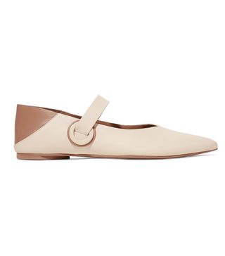 Mercedes Castillo + Amabel Two-Tone Leather Collapsible-Heel Point-Toe Flats