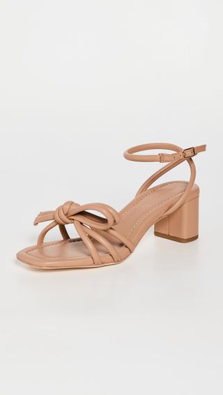 Loeffler Randall + Mikel Leather Bow Mid-Heel Sandals