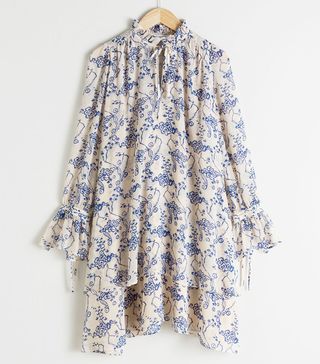 & Other Stories + Ruffle Collar Cloud Print Mini Dress