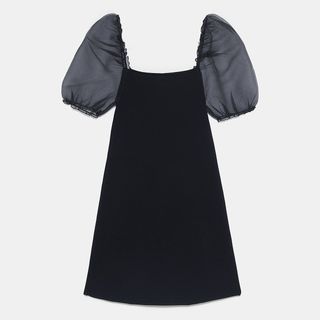 Zara + Knit Dress With Puff Sleeves
