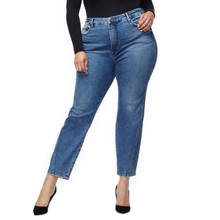 Good American + Twist Seam Crop Straight Leg Jeans