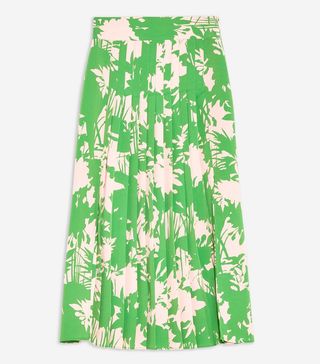 Topshop + Abstract Floral Pleat Midi Skirt