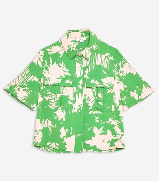 Topshop + Green Abstract Floral Shirt