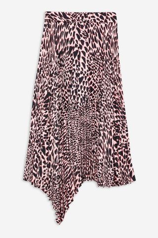 Topshop + Taylor Pink Animal Pleat Midi Skirt