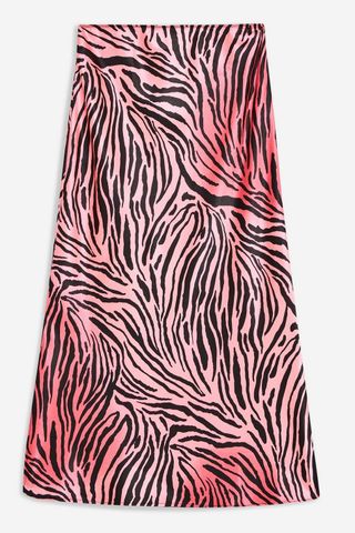 Topshop + Ombre Tiger Print Satin Bias Skirt