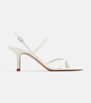 Zara + Strappy Mid-Heel Leather Sandals