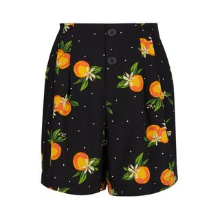 Dorothy Perkins + Black Pleated Shorts With Orange Print