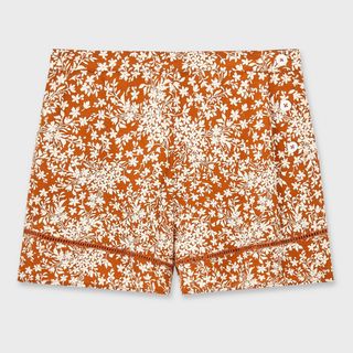Miss Selfridge + Rust Floral Flippy Shorts